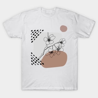 Flower Blossom Abstract Shapes Warm Toned  Boho Design T-Shirt